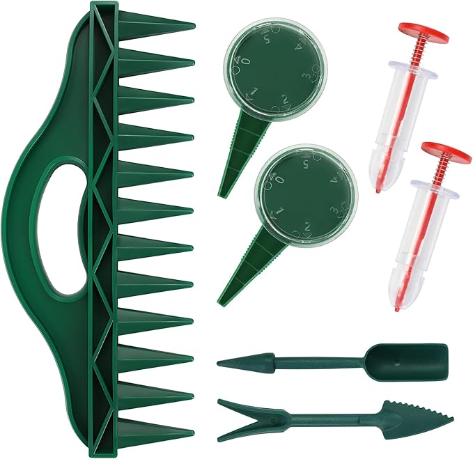 7 Pack Seed Planter Tool, Handhold Seed Dispenser, Transplanting Dibber and Small Sowing Tools for Vegetables Flowers Garden Greenhouse Farmland