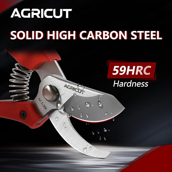 AGRICUT 7" Pruning Shears Heavy Duty Professional, Made of Japanese SK5 Steel Blades, 4/5 Cut Capacity, Bypass Hand Pruners Garden Clippers for Tree Flower Branch Trimming, S20E
