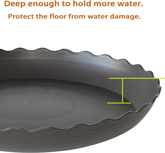 2 Pack of 10 inch Plant Saucer Plant Tray, Plastic Plant Saucer, Heavy Duty Plant Tray for Pots, Plant Saucers for Indoors Planter, Garden Water Plate Bowls for Gallon Grow Bags (Brown)