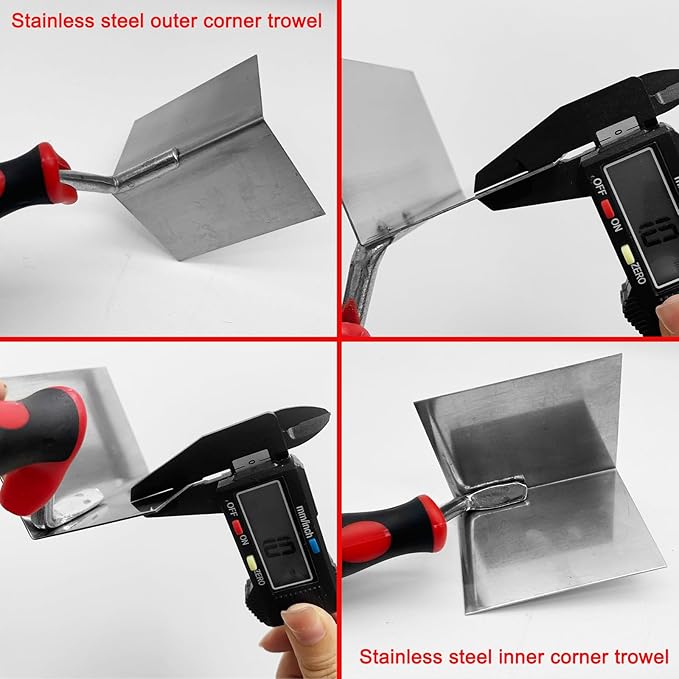 Drywall Corner Tool 2pcs/Set, Stainless Steel Sheetrock External Corner Trowel & Internal Corner Trowel
