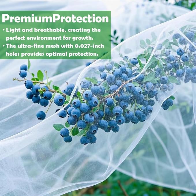 Garden Pest Barrier Netting, Insect Barrier Net 4x26Ft Ultra Fine Netting Thickened Mesh Net Plant Covers for Vegetable Plants Fruits Greenhouse Row Cover Raised Bed Barrier Screen Bugs Out (4x26ft)