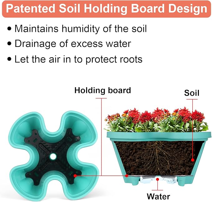 GameXcel Vertical Planter Tower - 5 Tier Stackable Garden Planters with Wheels and Tools Plant Pots for Strawberry Herb Flower and Vegetable Indoor Outdoor Use Teal 2 Pack