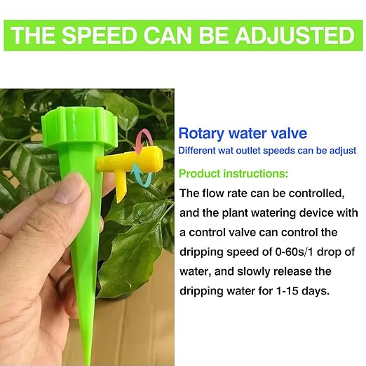 10 Pack Self Watering Spikes for Plant,Indoor & Outdoor Automatic Plants Waterer,Plug-in Device with Adjustable Valve Switch, Self Watering Planter Insert (10 Blue)