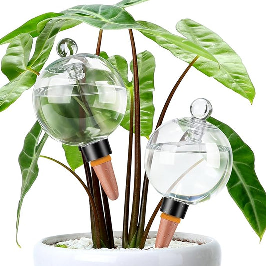2 Pack Plant Watering Globes with Covers 17oz Self Watering Planter Insert, Plastic Water Bulbs, Indoor/Outdoor Plant Watering Devices for Automatic Drip Irrigation