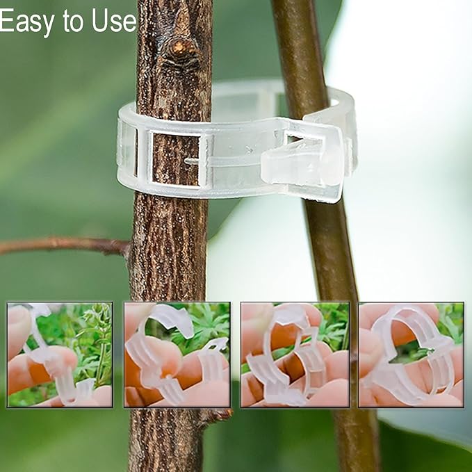 Secured Plastic Plant Clip, Tomato Clips, Secured Plant Support Clips for Climbing Plants, Plastic Trellis Clips for Fixing Stem and Vine, 2025 Upgrade (100, WHITE)
