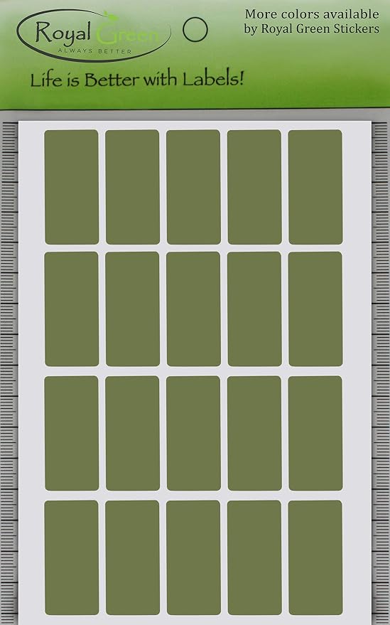 Royal Green Olive Green Rectangle Stickers Adhesive Labels 1.57 inch x 0.75 inch (40mm x 19mm) - 1000 Pack