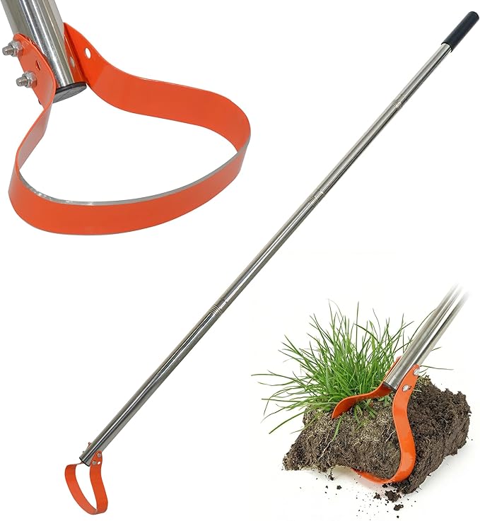 63-Inch Weed Remover Tool - Hoe for Weeds with 15° Sharp Spring Steel Blade & Anti-Loosening Nut, Adjustable Long Handle Weeder for Flower Beds, Yard, and Farm Weeding