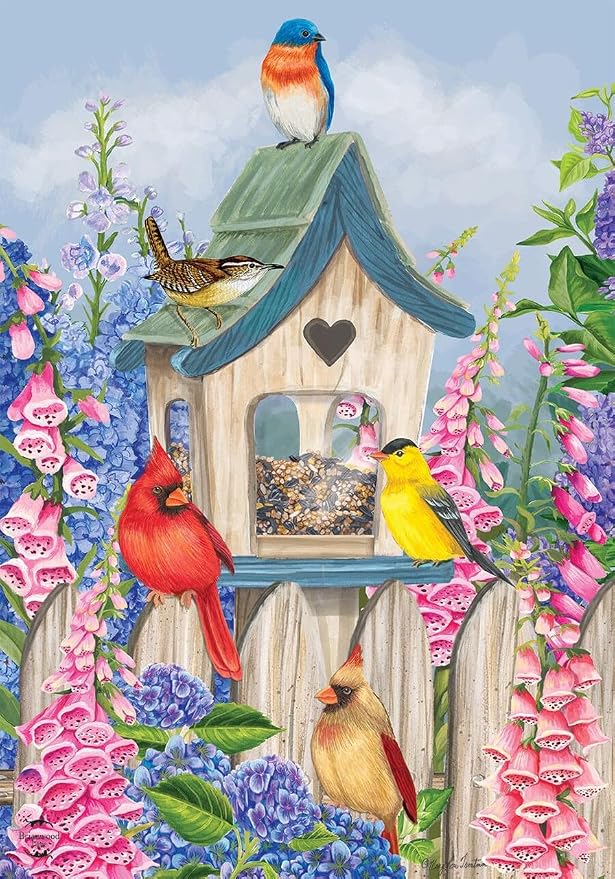 Birds of Spring Floral Garden Flag Cardinals Bluebird 12.5" x 18" Briarwood Lane