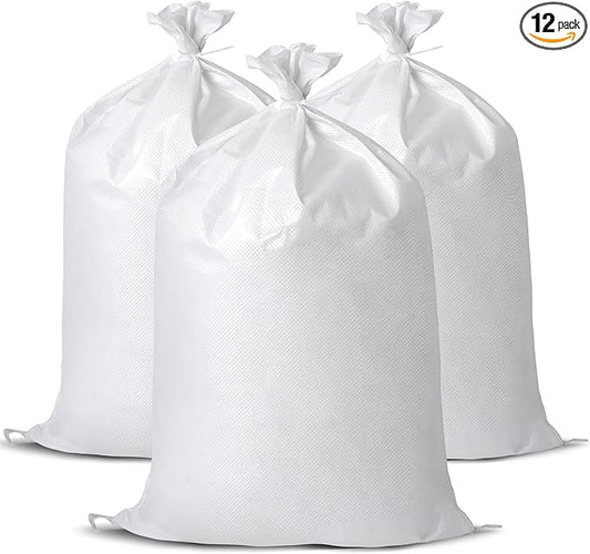 12 Pack Heavy Duty Sand Bags, (20" X 30"), Used for Flooding, Builders, Garden Waste, Grain Storage and Cargo Handling (12)