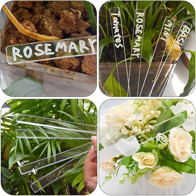 Garneck 10sets Acrylic Plant Label Stakes Succulent Flower Identifying Boards Garden Labels Outdoor Plant Markers 24pcs*10