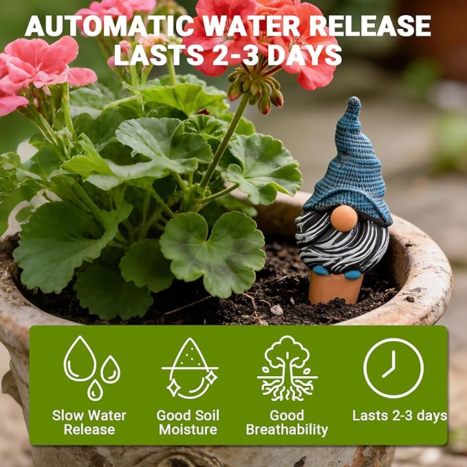 RoseFlower Terracotta Watering Spikes, Self Watering Planter Insert, Clay Watering Spikes, Vacation Automatic Plant Waterer Plant Watering Devices for Indoor Outdoor Home Office Plants