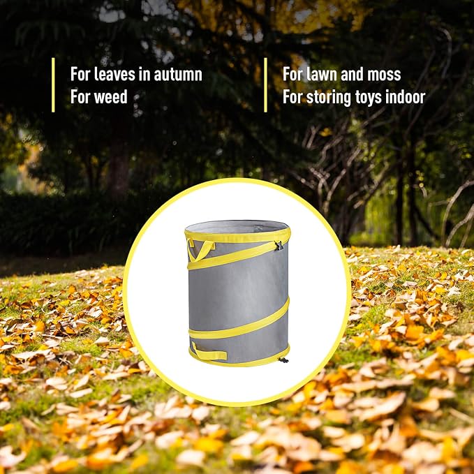 Jardineer Collapsible Pop Up Trash Can, 30 Gallon Reusable Yard Waste Bag with Handle, Foldable Portable Garden Leaf Bag for Outdoor Lawn, Patio, Camping, Gardening Debris Storage