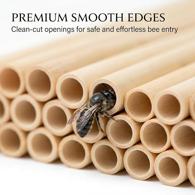 100PCS Mason Bee Tubes, Phragmite Reed Bee Tubes, Honeycomb Reed Tubes Bees House Nest for The Garden Pollinator House Gardening Gifts