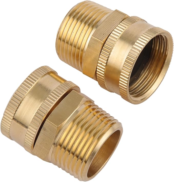 2 Pack Garden Hose Adapter,3/4" NPT X 3/4" GHT Connector with Dual Swivel, Brass Garden Hose Convert Adapter Fitting, with Extra 2 Washers