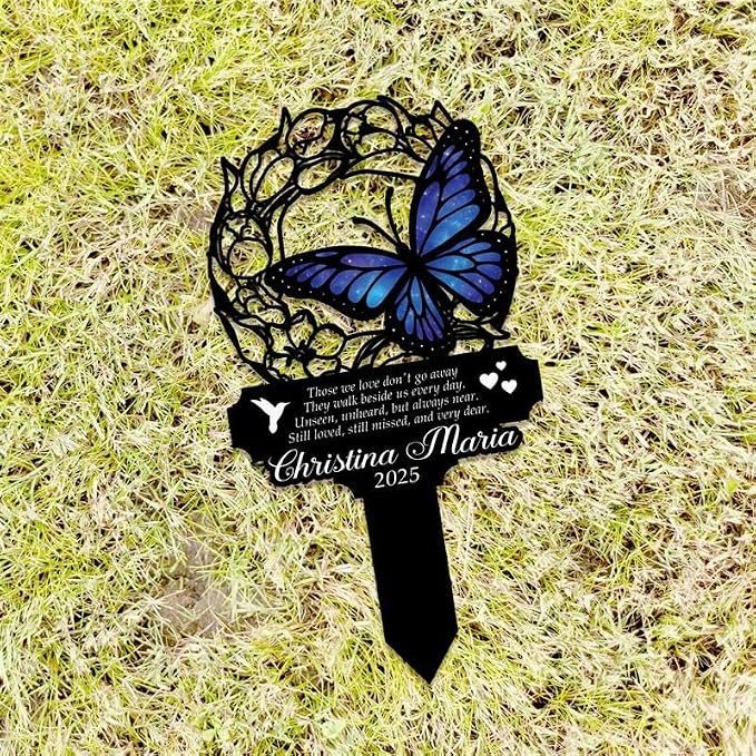 Personalized Metal Yard Sign, Custom Butterfly Metal Stake Decor, Butterfly & Flower Design, Gift for Garden Lovers, Garden Decor