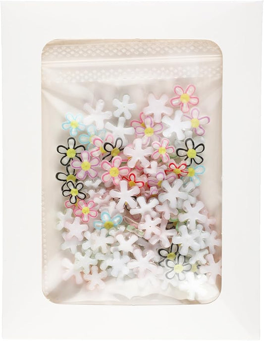 100Pcs Resin Candy Flowers - 3D Translucent Outlined Daisy Charms for Nail Art, Kawaii Dollhouse Decor, Y2K Style DIY Crafts & Scrapbooking