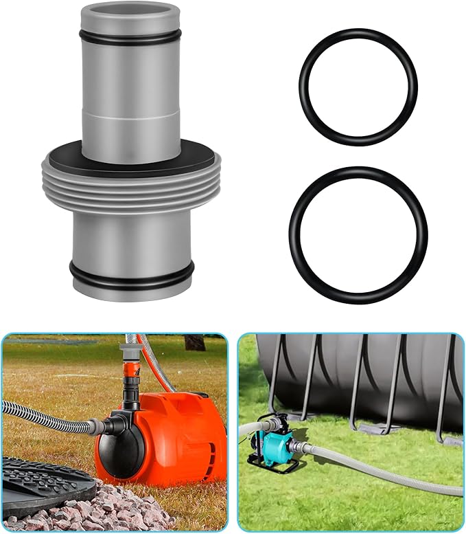 Pool Hose Connector for Leak-Proof Dual Seal and Stable Water Flow, 1.5" to 1.25" Pool Hose Adapter for Pool Parts and Accessories Replacement, Easy No-Tool Install for Above Ground Pools
