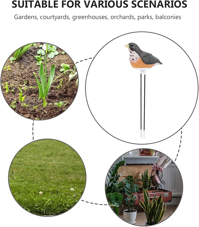 Yardwe Soil Moisture Meter, Bird Plant Water Tester with Chirping Alarm, Resin Soil Moisture Sensor for Indoor Potted Plants, Gardening Watering Indicator