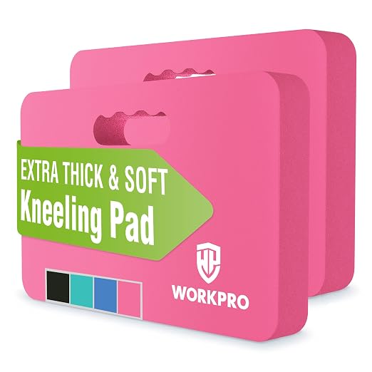 WORKPRO Extra Thick Kneeling Pad, 2-Pack, Soft NBR Foam Cushioning for Knee, Large Foam Kneeler Mat for Gardening, Bathing Baby, Exercise, Workout Supplies, 17.5 x 11 x 1.5 in, Pink
