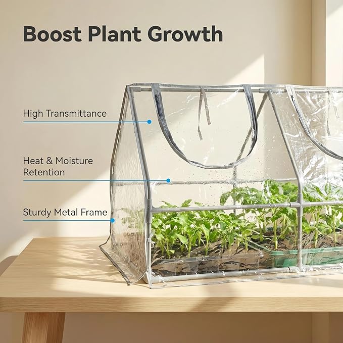 Portable Mini Greenhouse, 47"x24"x24" Greenhouses for Outdoors with PVC Cover and Dual Zipper Doors,Green House Cover for Raised Garden Bed,Garden Bed Cover for Plants Outdoor