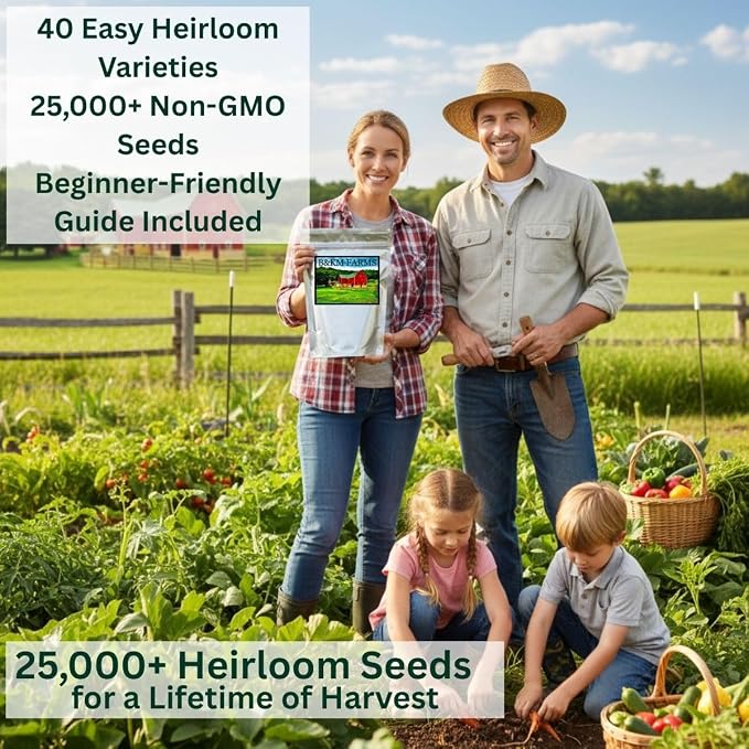 40 Variety Survival Seed Vault - 46,000+ Non-GMO Heirloom Vegetable Seeds for Home Garden: Packaged in USA; Moisture-Resistant Mylar Packets for 5+ Year Shelf Life, Includes Herbs & Beginners Guide