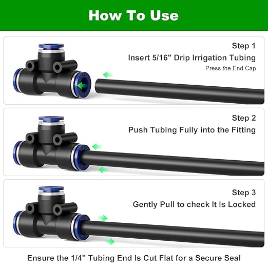 1/4 Inch Drip Irrigation Tee Connectors, Barbed T Fittings for 1/4" Tubing, Quick-Install Leak-Free Splitters for Drip & Sprinkler Irrigation Systems, 18 Pack