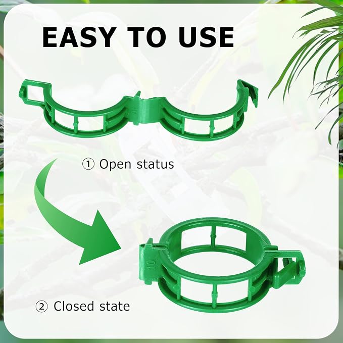 400PCS Plant Support Clips, Tomato Clips, Plastic Garden Clips, Vine Clips for Tomato Cucumber Flower Squash Vine, 1.2” Inner Diameter, Prevent Tomatoes from Pinching or Falling Off（Green） ﻿