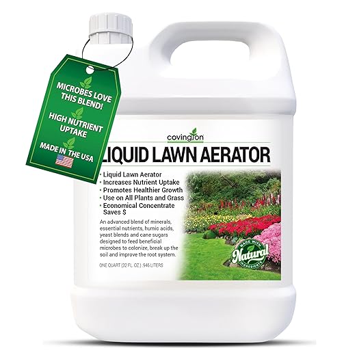 Covington Liquid Lawn Aerator (32oz) – Soil Conditioner & Softener for Lawns & Gardens – Loosens Clay & Compacted Soil for Better Water & Nutrient Absorption – Liquid Aeration Concentrate, Made in USA