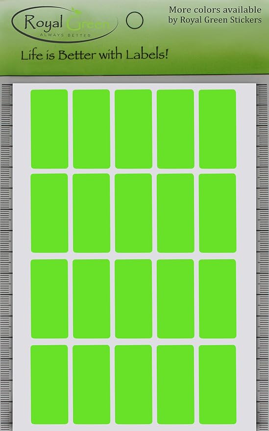 Royal Green Small Label Tags Stickers in Neon Green (40mm x 19mm) 1.57 inch x 0.75-2000 Pack
