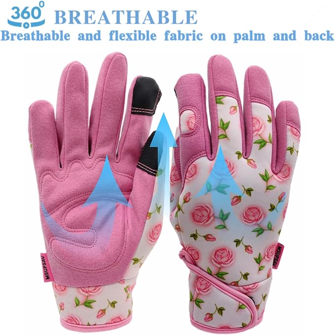 Gardening Gloves,Women Yard Work Garden Glove,Gifts | Thorn Proof,Puncture Resistant,Touchscreen,Gift,Leather,Spandex