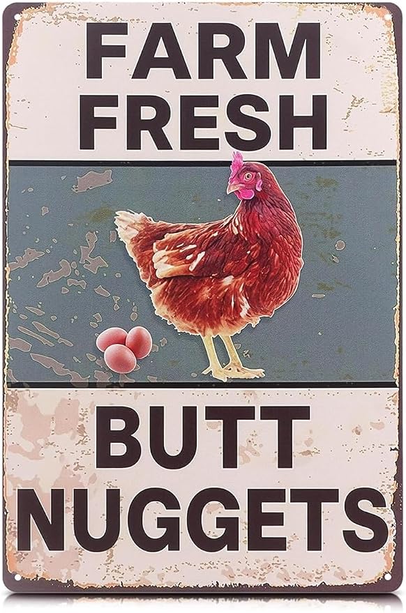 Metal Funny Chicken Coop Signs for Outside 8x12 in – Farm House Kitchen Decorations – Rustic Tin Farmhouse Wall Art and Vintage Chicken Decor for Kitchen, Porch, Barn, Backyard, Garden or Country Home