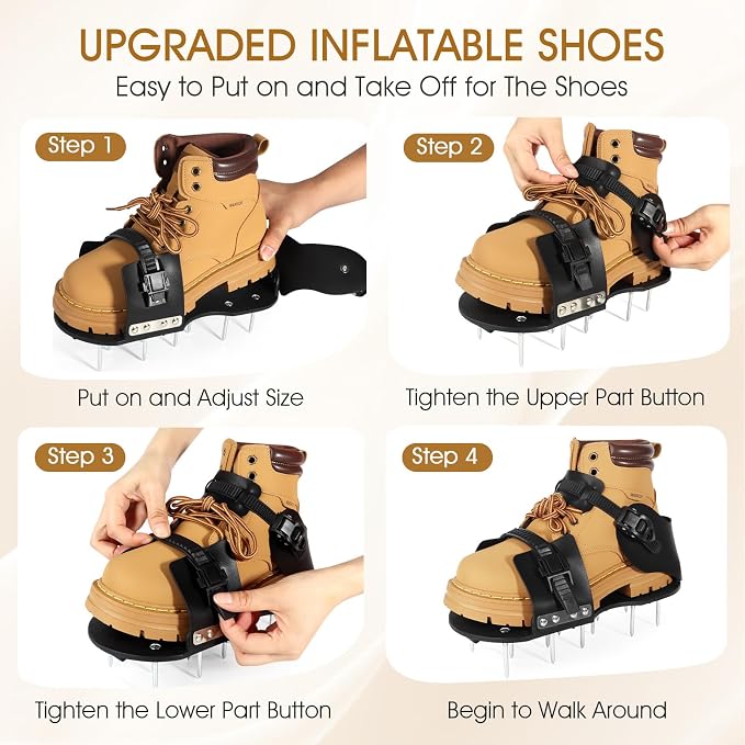 Aerator Shoes, Lawn Aerator Shoes for Grass, Spike Shoes Tool for Lawn with 5mm Metal Base and Adjustable Straps (Buckle)