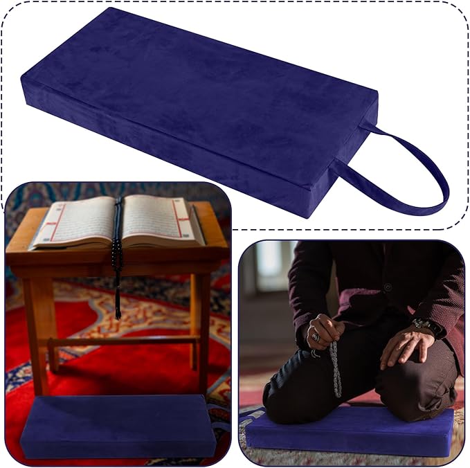 Colingmill Personal Prayer Kneeler Pad 18 3/4 Inch Christian Kneeling Pillow Microfiber and High Density Foam Personal Religious Prayer Kneeler Pad Pillow Bench for Kneeling Christian Gift(Navy Blue)