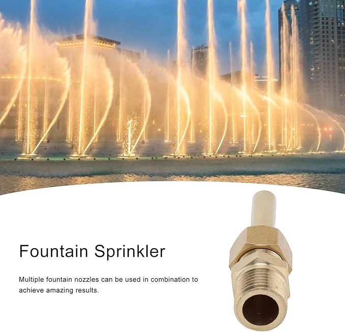 1/4 Brass Adjustable Fountain Nozzle, 360° Swivel Spray Head with Built in Valve, Water Feature and Pond Jet Sprinkler for Garden Pool Patio Decoration (2 points 1/4)