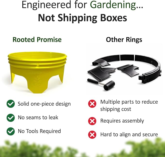 7 inch Solid Planting Grow Rings | 12 Pack Yellow | One-Piece Design for Deep Root Watering Veggies, Herbs & Flowers | Mulch & Soil Barrier | Deter Slugs and Cutworms | Heavy Duty | Made in USA