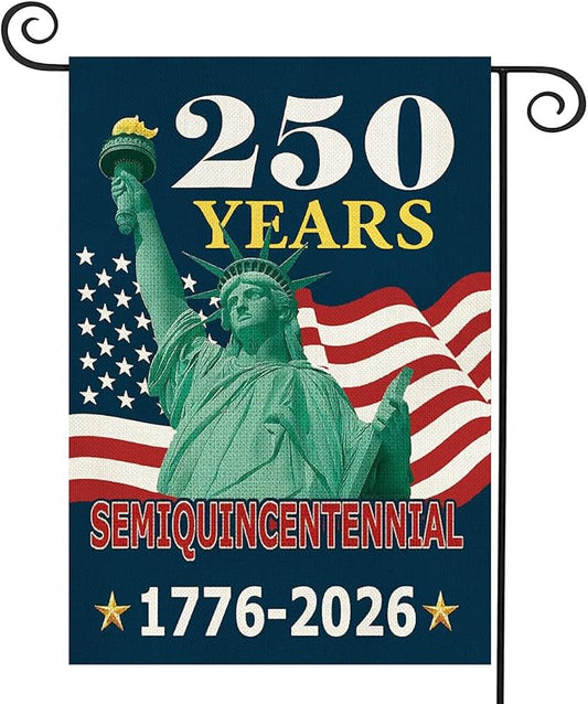 250 Anniversary Usa Garden Flags for Outside, 250 Anniversary USA Flag with Statue of Liberty Design, 1776-2026 Patriotic 4th of July Decorations Yard Sign Double-Sided Waterproof Flag 12x18 Inch 250 Year American Flag