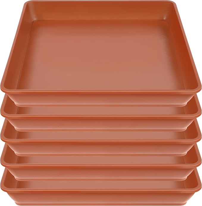 LWALRS 5 Pack Square Plant Saucer 8 Inch,Plant Water Catcher Tray, Heavy Plastic Plant Trays for Pots Pots Base Plant Saucers for Indoors and Outdoors, Pot Saucers for Plants.