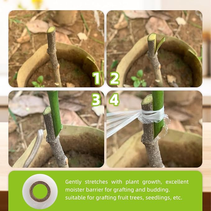 Flylin 4 Pcs Grafting Tape, Stretchable Grafting Tape Nursery Sealing 30 mm Width Tree Bandage Repair Tape Wrap for Seedlings or Ornamentals
