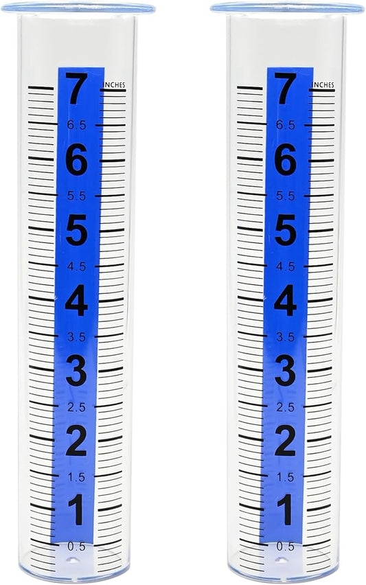 2PCS 7" Plastic Rain Gauge Replacement Tube, 8.23 x 2.24 x 1.65 Inches Cold Resistance Crack Resistance for Outdoor Garden Yard Home