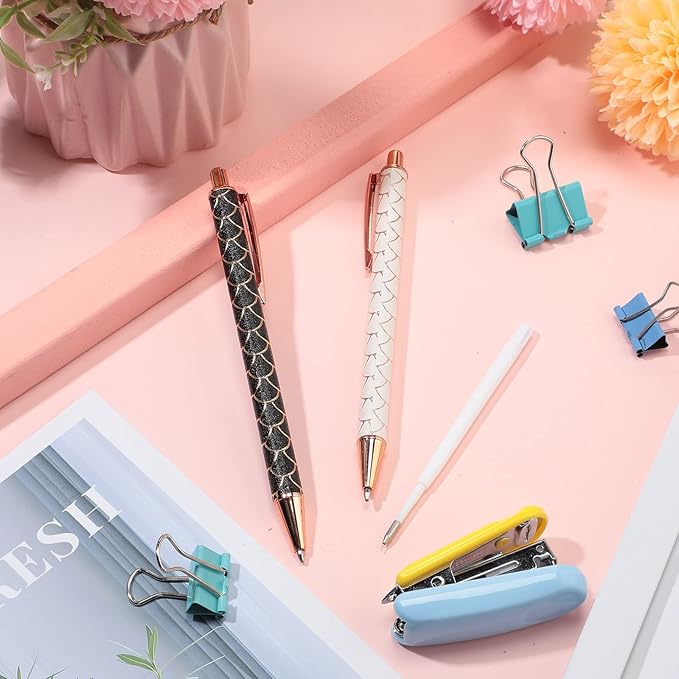 Epakh 2 Pieces Weeding Pen Vinyl Pen Pin Weeding Tool Fine Point Glitter Metal Vinyl Air Release or Car Puncturing Installation Retractable Craft Tool for DIY(Black, White)
