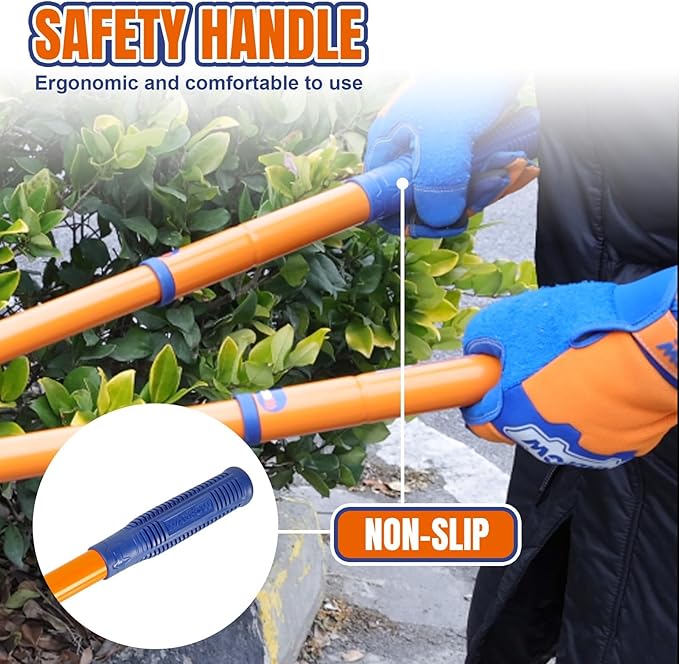 WADFOW Hedge Clippers:Bush Clippers With Adjustable Length Handle and Wavy SK-5 Steel Blade,Hedge Shears for Pruning Borders and Bushes, Blue and Yellow
