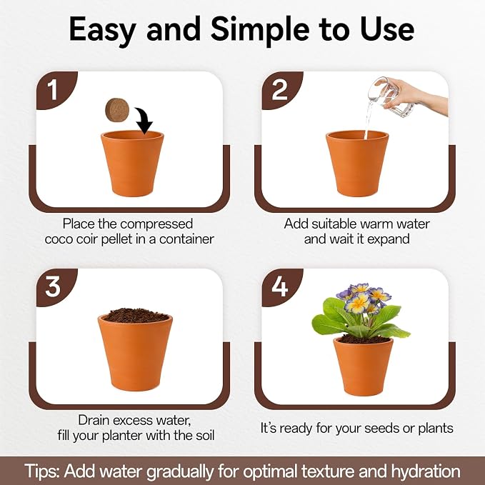 Halatool 55 Pcs Compressed Coco Coir Pellets, Seed Starter Soil Pellets for Indoor Potted Plants, Made from 100% Organic Coconut Coir for 3X Water Retention & Enhanced Aeration, Beginner-Friendly