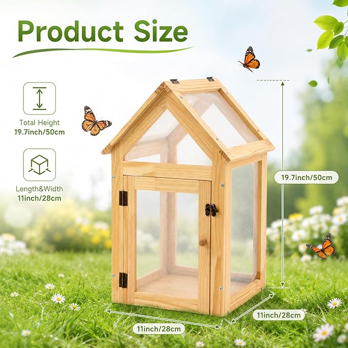 Cinnvoice Butterfly Habitat Cage Kit 19.7" Outdoor Large Insect Mesh Cage Terrarium Garden Grow Tent for Hatching Butterflies, Education Science Parent Child Interaction Observation