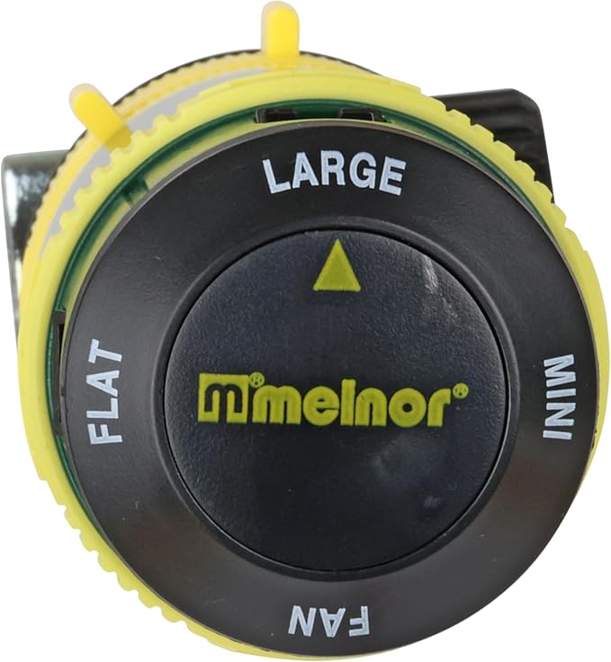 Melnor 65189AMZ Turbo Rotary Sprinkler on Step Spike, 4 Spray Patterns, Covers Up to 68 Ft. Diameter, QuickConnect Set, Green/Yellow