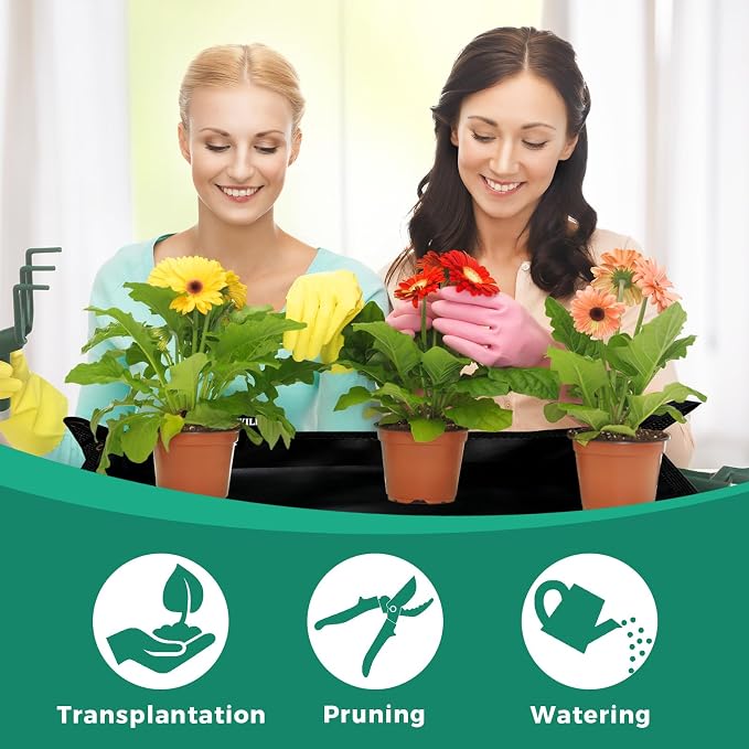 Plant Transplanting Mat - Thickened Waterproof Potting Mat, Succulent Gardening Mat, Portable Repotting Mat for Mess Control, PVC Black, 39.5" x 39.5"
