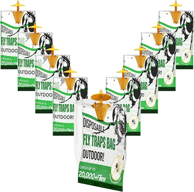 Fly Traps Outdoor Hanging - Portable Fly Catcher Outdoor Flying Insect Trap for Garden/Ranch/Barn/Patio
