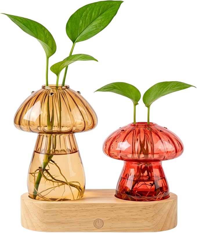Propagation Vase with Light，Plant Propagation with Stepless Dimming Function for Home Office Night Decor,Led Hydroponic Plant Jars Valentines Day Gifts for Mom Women Plant Lovers
