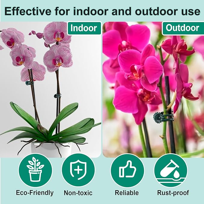 OIIKI 60pcs Orchid Clips for Plants Support, Plant Orchid Support Clips, Vine Tools Supports for Garden Climbing Stems Vines Climbing Plants- Dark Green