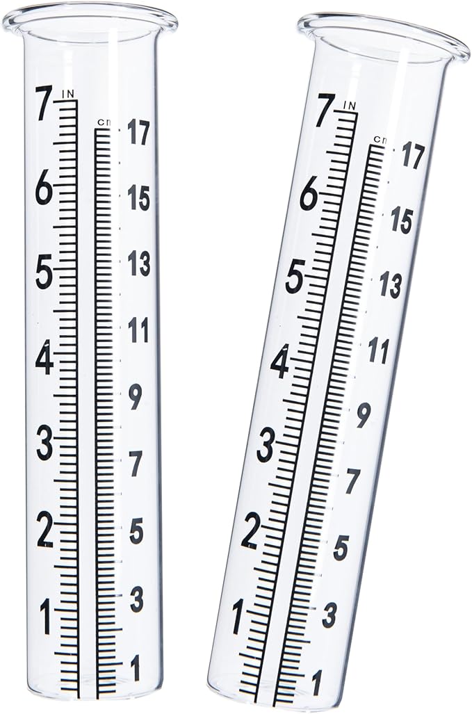 7" Capacity Rain Gauge Glass Replacement Tube with Lip for Yard Garden (2)