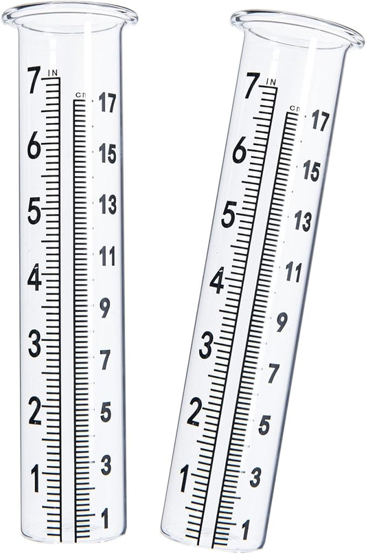 7" Capacity Rain Gauge Glass Replacement Tube with Lip for Yard Garden (2)